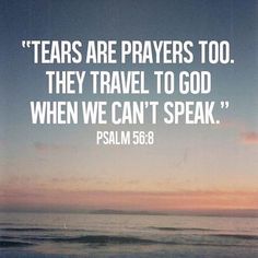 a quote from the bible that reads, tears are prayers too they travel to god when we can't speak