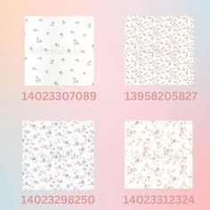 four different types of wallpapers with numbers and flowers on the same color background