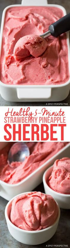 this strawberry pineapple sherbet is made with only 3 ingredients