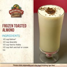 an advertisement for frozen toasted almond beverages