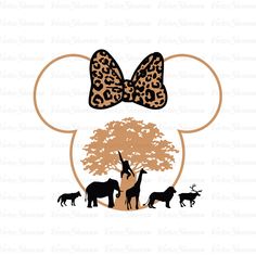 mickey mouse ears with animals and trees in the background