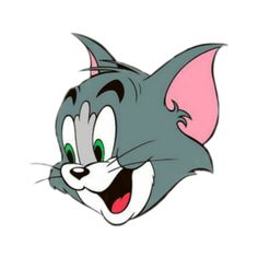 an image of a cartoon cat with its mouth open and eyes wide open, smiling