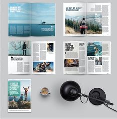 an open magazine with photos and text on it