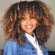 Brown Blonde Ombre, Short Curly Afro, Ombre Curly Hair, Bang Wig, Curly Afro Hair, Curly Afro Wig, Curly Fro, Afro Wig, Highlights Curly Hair