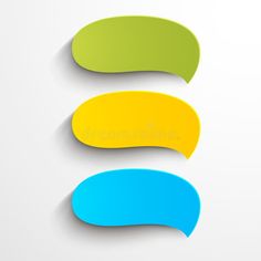 three colorful speech bubbles with shadow on white background royalty illustration for web and mobile devices