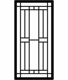 a black and white image of a door with bars on the top, in front of a