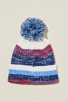 WINTER STRIPED KNIT BEANIE Casual Blue Ribbed Beanie, Blue Knit Beanie For Cold Weather, Casual Multicolor Knit Beanie, Blue Soft Knit Hat, Blue Knit Hat, Girls Hats, Kids Baseball Caps, Kids Bucket Hat, Kids Baseball