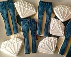 these cookies are shaped like jeans and shoes for men's day or mother's day