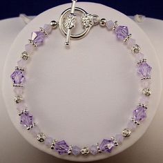 Braided Bracelet Diy, Wire Wrap Jewelry Designs, Handmade Jewelry Bracelets, Swarovski Crystal Jewelry, Swarovski Crystal Bracelet, Purple Jewelry, Beads Bracelet Design