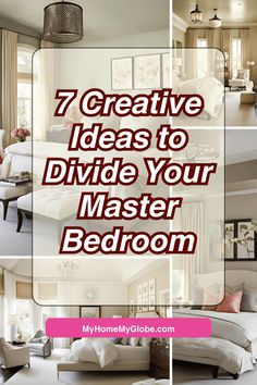 Ready to get creative with your master bedroom? 🎨 Explore 7 innovative ways to divide your space and add functionality. From chic bookshelf partitions to decorative screens, these ideas blend style and practicality. Whether you need a home office or a separate sleeping area, we've got you covered. Find out how to choose the best divider based on your privacy needs and budget. Click for inspiration to transform your bedroom into a multi-purpose haven! Bedroom With Partition Wall, How To Divide A Bedroom Into Two, Room Arrangement Ideas Bedroom Master, Bedroom Office Partition, Privacy Bedroom Ideas, Bedroom Division Ideas, How To Split A Room Into Two, Partitioned Bedroom, Divided Bedroom Ideas