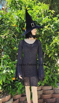 "Witches Fun Night Out" Crochet Fashion Costume Pattern by plfb  Crochet this easy dress for a fun night out or It can also be added to your costume collection. This design was inspired from a movie that I liked. The Pattern is made with words and chart symbols.  Please email or text me if you have any questions with the pattern.   Thanks for stopping by Paula L. F. Bennett crochetfashion@msn.com 310-686-4325 Witchy Crochet, Lace Crochet Pattern, Dragon Cosplay, Witchy Dress, Dress Crochet Pattern, Easy Dress, Crochet Lace Pattern, Costume Patterns, Dress Crochet