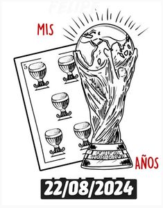 a drawing of the world cup trophy with words describing it's time to win