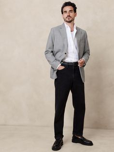 Signature Italian Rustico Suit Jacket | Banana Republic Cas Outfits, Men Suit Casual, Business Casual Suit, Construction Fabric, Business Casual Blazer, Mens Kurta Designs, Mens Suit Jacket, Classic Suit, Suits And Jackets