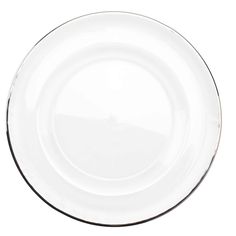 Classic Glass Charger Plate - Set of 4 - Events and Crafts-Events and Crafts Clear Glass Charger Plates, Centerpieces Candles, Silver Charger Plates, Vases Centerpieces, Visual Clutter, Glass Charger Plates, Charger Plate, White Plates, Charger Plates