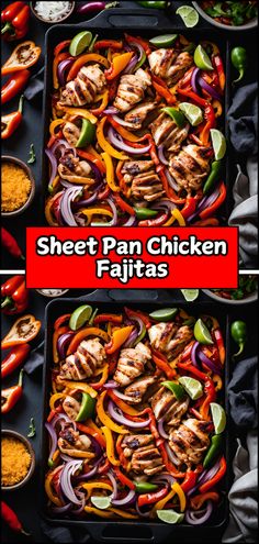 sheet pan chicken fajitas with peppers and onions