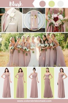 a collage of photos with different bridesmaid dresses