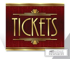 "\"TICKETS\" Message Print, Sign, Typography Art - Printable Art Classic Cinema Art Deco Style - Retro - Faux Gold -------------------------------------- Purchase 3 or more items and receive 25% off your total order! Just enter the coupon code \"ARTAVENUE25\" at checkout -------------------------------------- Great for use in planning & decorating an indoor/outdoor movie party event or home theatre decor. Click link below to view our entire offering of MOVIE Theme items: https://www.etsy.com/sho Art Deco Theatre, Ticket Cinema, Theatre Decor, Outdoor Movie Party, Art Deco Theater, Basement Movie Room, Sign Typography, Dinner Theater