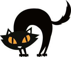 a black cat with glowing eyes and tail