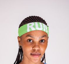 "Run - Green Headband 4 5/8\" x 17\" headband  100% guaranteed  made in the USA  90% poly/ 10% spandex  moisture wicking" Casual Green Headwrap Headband, Green Casual Headwrap Headband, Cheap Green One-size-fits-most Headband, Green One Size Turban Headband, Adjustable Green Casual Headband, Green Headband, Custom Headbands, Portrait References, Yoga Headband