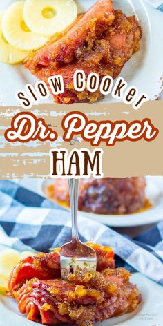 slow cooker dr pepper ham on a white plate