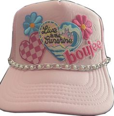 Spring Trucker Cap, Trendy Flat Brim Trucker Hat For Spring, Trendy Spring Trucker Hat With Flat Brim, Trendy Visor Snapback Hat For Spring, Cute Spring Cap, Cute Spring Caps, Cute Spring Cap Hats, Cute Flat Brim Hat For Spring, Trendy Spring Snapback Cap