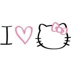 hello kitty wallpaper with the word i love you written in pink and black ink