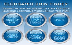 four blue buttons with the words disney's animal kingdom on them