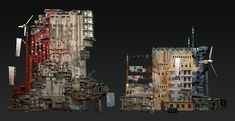 an image of a city that looks like it has been made out of trash cans