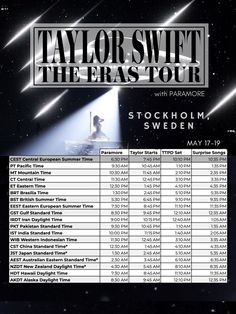 taylor swift the eras tour poster for stockholm sweden may 17 - 19, 2013 with dates