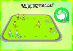 the game features children playing soccer on an interactive field with green grass and yellow circles