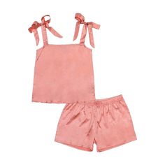 Style number: 0214-PJ-SET-TIE-LTPNK. Light pink pajama set. Square neckline. Silky soft material. Bow tie detail on shoulder straps. Matching shorts. Elastic Waistband. 95% polyester, 5% spandex. Pink Pajama Set, Sweetest Dreams, Pink Pajama, Silky Pajamas, Satin Pj Set, Dress Purse, Southern Ladies, Pink Pajamas, Silky Fabric