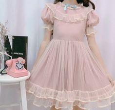 Feel like a cute princess in this Kawaii Ruffle Tulle Princess Dress! Size Chart: Size Bust (cm) Waist (cm) Shoulder (cm) Length (cm) Bust (in) Waist (in) Shoulder (in) Length (in) S 83 76 33 85 32.68 29.92 12.99 33.46 M 88 80 35 87 34.65 31.50 13.78 34.25 L 93 84 37 89 36.61 33.07 14.57 35.04 Description: Waistline: EmpireSleeve Style: Puff SleeveSleeve Length(cm): ShortSilhouette: A-LinePattern Type: SolidOrigin: CN(Origin)Neckline: O-NeckMaterial Composition: Synthetic FiberMaterial: Lace/Mes Sweet Puff Sleeve Dresses With Ruffles, Princess Style Ruffle Dress For Summer, Sweet Puff Sleeve Dress With Ruffles, Spring Kawaii Puff Sleeve Dresses, Kawaii Puff Sleeve Party Dresses, Fairy Kei Dress For Spring Dress-up, Spring Kawaii Dress With Ruffles, Fairy Kei Short Sleeve Party Dress, Fairy Kei Dress With Ruffles And Doll Collar