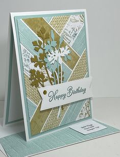 a close up of a birthday card with flowers on the front and back side,