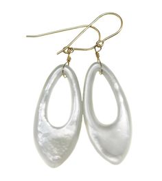 "White Mother of Pearl Earrings. Hand selected and matched drops. A great \"go to\" earring, very lightweight and can be worn with anything. High quality French ear wires either 14k solid gold or 14k gold filled or sterling silver is available - you choose. Shell size is 15x34mm, earrings hang 2 inches. The mannequin shows the relative size and how they will hang. Beautiful rainbow iridescence. Please check out my store for more gemstone earrings, bracelets and necklaces." Elegant Oblong Earrings, Oval Pearl Earrings Gift, Elegant Oblong Jewelry With Ear Wire, Oval Pearl Earrings As Gift, Oval White Pearl Earrings, Elegant Oval Teardrop Pierced Earrings, Classic Teardrop High Luster Jewelry, Classic Oval Teardrop Earrings As Gift, Classic Oval Teardrop Earrings For Gift