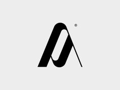 black and white logo with the letter a in it's center, on a light gray background