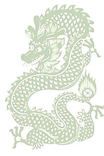 a drawing of a green dragon on a white background