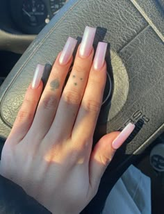 Baddie Acyrilics Nails, Pink On Pink Acrylic Nails, Neat Outfits Classy, Basic Long Nails, Basic Long Acrylic Nails, Nail Inspo Square Long, Chic Acrylic Nails, Classy Long Nails, Medium Long Nails