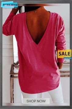 Women 2 Ways Wear Long Sleeve Shirt Pink Tops For Fall, Pink Solid Color Tops For Fall, Pink Solid Color Top For Fall, Pink V-neck Solid Color Tops, Pink Solid Color V-neck Tops, Casual Pink Solid Color Tops, Pink V-neck Shirt For Fall, Long Sleeve Solid Color Summer Tops, Summer Solid Color Long Sleeve Tops