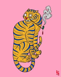 Tiger Illustration Art, Korean Tiger, 심플한 그림, Tiger Illustration, Posca Art, Tiger Art, American Traditional Tattoo, Arte Sketchbook, Korean Art