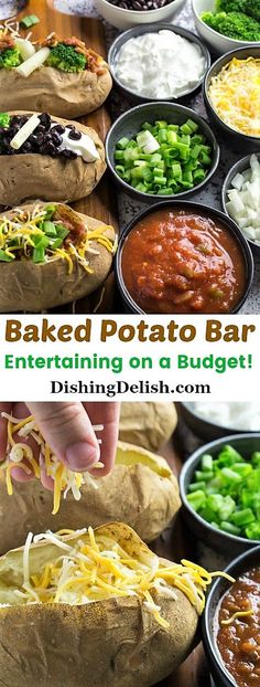 baked potato bar is an entertaining appetizer that's perfect for any party