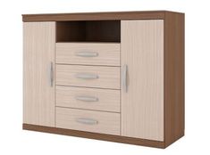 a white and brown cabinet with drawers