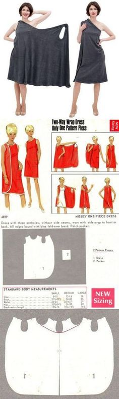 an advertisement for a women's dress sewing pattern, with instructions to make it