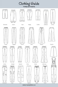 different types of pants and how to wear them in the following steps, including instructions