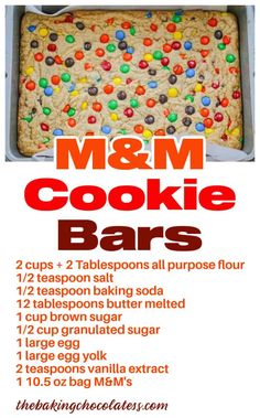 the recipe for m & m cookie bars