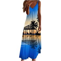 clearance Store,under $5 Clothes StoreClick Here Usmixi Summer Dresses for Women Fashion Hawaiian Style High Waist Swing Cami Long Dresses 2023 Short Sleeve V-Neck Coconut Tree Print Maxi Formal Dress Sky Blue l FEATURE: Pull on Dress,Strap Dresses,Short Sleeve,V-Neck,Maxi,Coconut Tree Print,This is a casual dress with special design that can show your perfect figure, make you more attractive, and can easily control parties, cocktail,beaches and other occasions. MATERIAL:95% Rayon+5% Spandex.Thi Maxi Formal Dress, Plus Size Summer Dresses, Strap Dresses, Perfect Figure, Dresses 2023, Coconut Tree, Dresses 2024, Hawaiian Style, Dresses Short