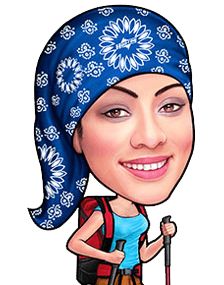 a caricature of a woman with a blue bandanna on her head holding a stick