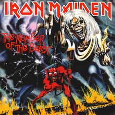 iron maiden's album cover, featuring an image of a demonic demon