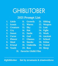 a blue poster with the dates for ghiblitober