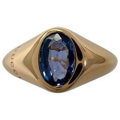 Vintage Gucci Oval Cut Blue Sapphire 18k Yellow Gold Signet Ring. 6x4mm natural sapphire with a vivid light blue colour beautifully rubover bezel set in a fine 18k yellow gold signet style ring. The ring has Gucci engraved onto the side. Also with full Gucci 'Made In Italy' hallmarks on the inside band of the ring Ring size UK H1/2 - US 4 - EU 47. The ring is re-sizeable. Please message with any sizing requirements before purchase.Well made ring weighing 4.3g. Piece has been cleaned and polished Gucci Pouch, Light Blue Colour, Yellow Gold Solitaire Ring, Diamond Signet Ring, Teal Blue Color, Gucci Jewelry, Gold Solitaire Ring, Gold Signet Ring, Modern Ring