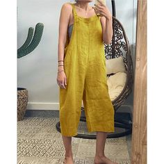 Black Jumpsuit Outfit, Baggy Jumpsuit, Overalls Casual, French Yellow, Straps Jumpsuit, Jumpsuit Casual, Loose Jumpsuit, Jumpsuit Outfit, Cotton Jumpsuit